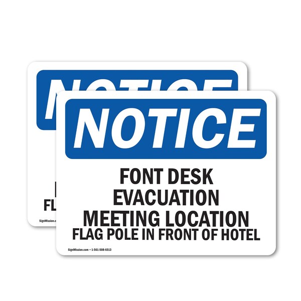 Signmission Front Desk Evacuation Meeting Location Flag, 5 in W x Rectangle, Vinyl Decal OS-2PACK-NS-D-35-L-12926 - main